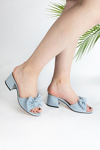 ZAPO Bebek Mavisi Cilt Fiyonk Terlik