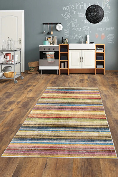 Thalia Home Kaymaz Tabanlı Yıkanabilir Baskılı Mutfak Halısı Halı Yolluk