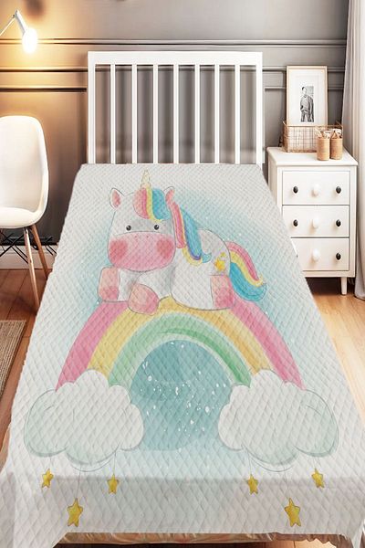 Else Dekor Colorful Rainbow Unicorn Pattern Baby Kids Room Background Curtain Throw Pillow Case Gift