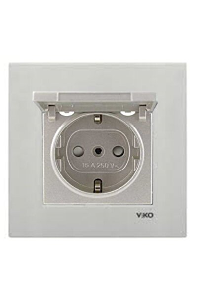 VİKO Viko Artline Novella Metallic White Covered Grounded Socket with Frame