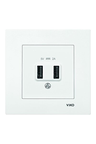 VİKO Karre Beyaz Usb Şarj Prizi 5v 2a Çerçeveli