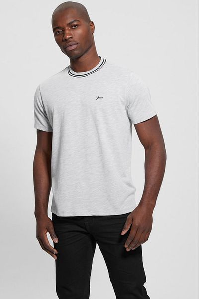 Guess تي شيرت VENTURA SS بشعار جانبي للرجال - رمادي