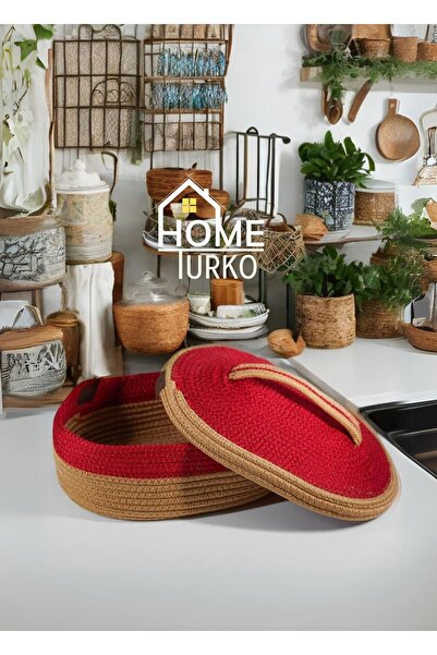HomeTurko سلة المطبخ - الجوت، الخوص، منظم، منظم، ديكور مع غطاء