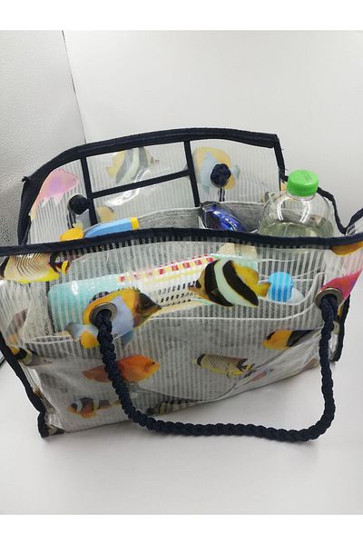 Marjinal Gray Colored Beach Bag - Organizer Inside