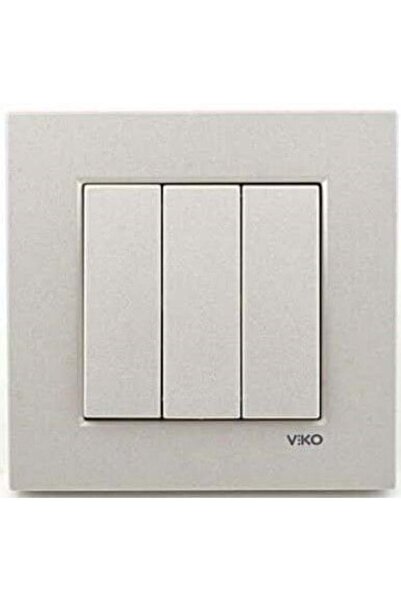 VİKO Viko Artline Novella Metalik Beyaz Üçlü Anahtar ÇERÇEVELİ
