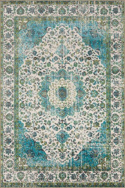 Rugs Modern Halı Τυρκουάζ υφαντό χαλί με παραδοσιακό μοτίβο και πλενόμενο χαλ...