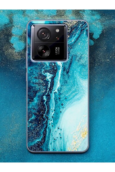 Spoyi Xiaomi Mi 13T Pro Mavi Kumsal Tasarımlı Şeffaf Telefon Kılıfı