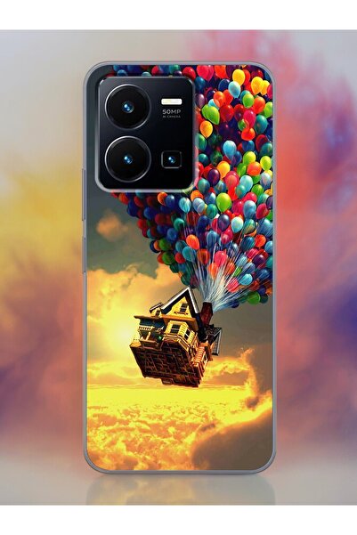 Spoyi Vivo Y22s Up Cartle Balon Tasarımlı Şeffaf Telefon Kılıfı