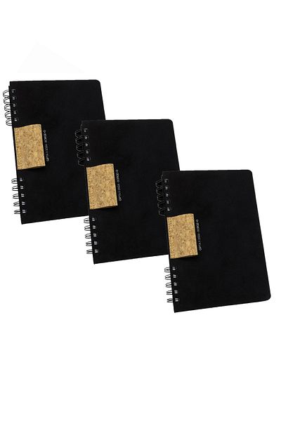 Gıpta 2024 209-BGK 17x24 Комплект от 3 спираловидни дневника с твърди корици, черен