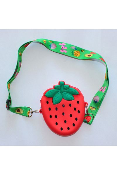 DM ONLINE Red Strawberry Patterned Silicone Kids Shoulder Bag