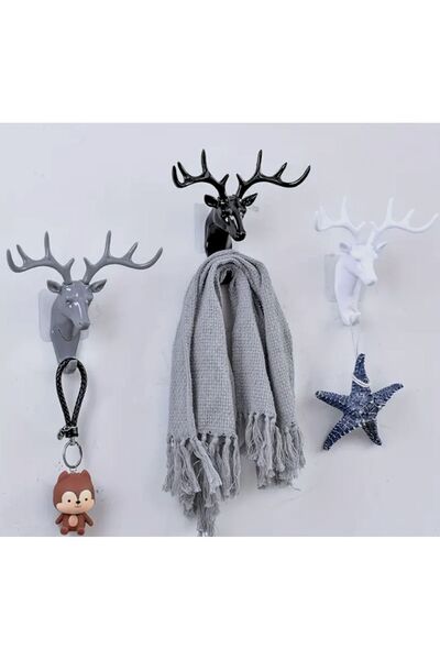 UrbanCove Co Deer Head Wall Hanger - 3 Different Colors - Perforation Free Hanging, Strong Load-Bearing Capacity
