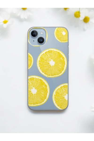 Spoyi iPhone 15 Lemon Design Transparent Phone Case