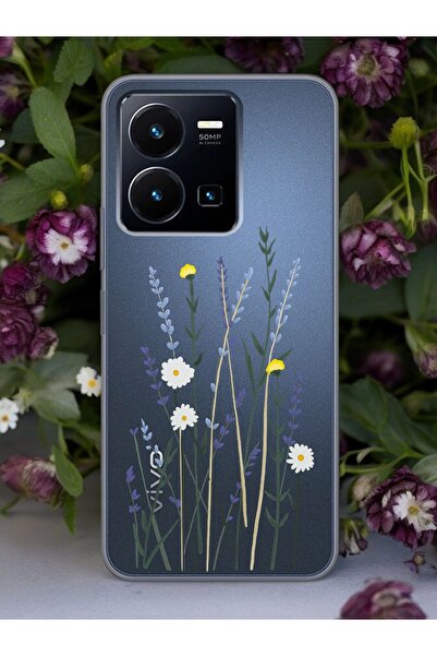Spoyi Vivo Y22s Softy Lavenders Tasarımlı Şeffaf Telefon Kılıfı