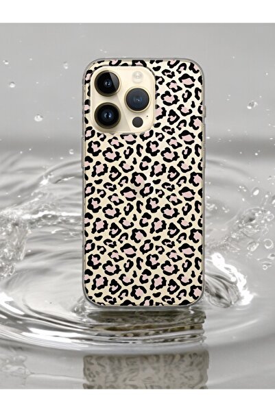 Spoyi iPhone 15 Pro Leopar Tasarımlı Şeffaf Telefon Kılıfı