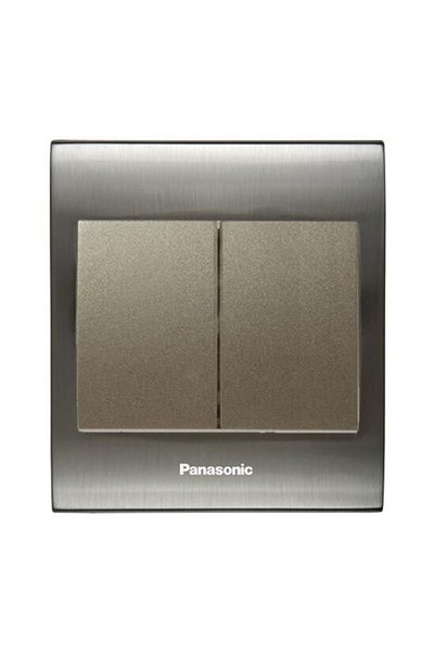 PANASONIC Viko Thea Blu Ikili Anahtar, Çerçeve Inox+beyaz, Kapak Dore