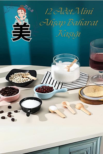 FORSEİ LUCA 12 Mini Bamboo Spoons - Spice and Jam Spoons