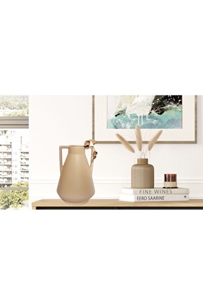 Livava Εκρού Κεραμικό Βάζο - Με Διπλές Λαβές, 21x15