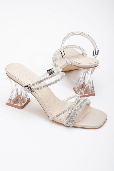 MİSS ZÜLÜF Pantofi de damă cu toc transparent Stone Thin Bie Sandale