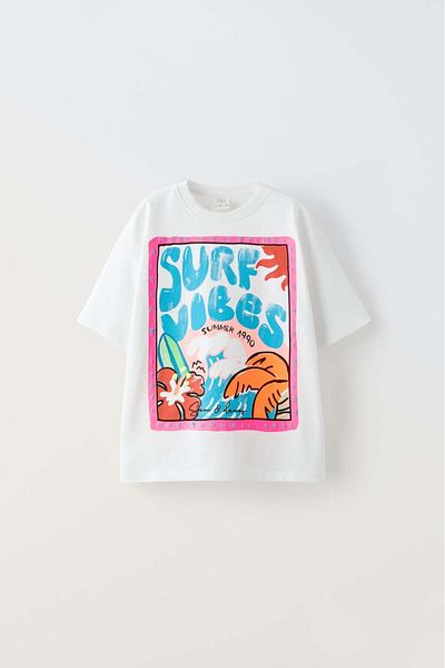 MİNİKO KİDS Tricou din bumbac cu model surf pentru fete - Gât crew