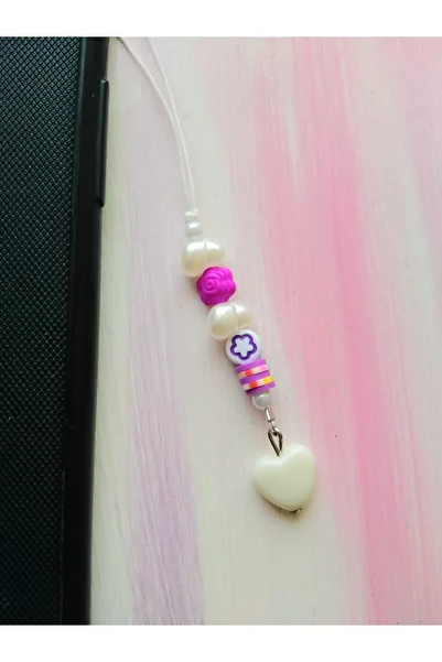 nasclaycollection Fimo Charm Phone Decoration White And Purple Mini