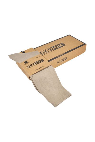 Design Socks Ανδρικές μπεζ 100% βαμβακερές κάλτσες (6 ζευγάρια) σε ειδικό κουτί Kraft - Κάλτσες με σχέδια
