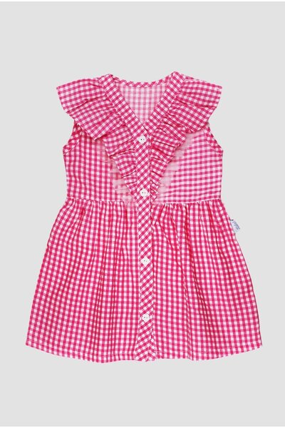 Chicsy Baby Pötikare Desenli Fırfır Detaylı Esnek Kız Bebek Elbisesi