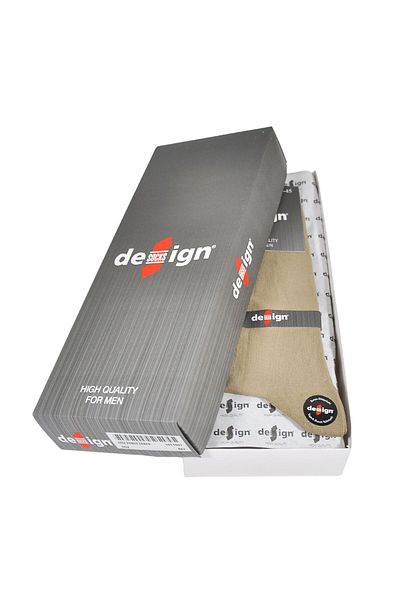 Design Socks Ανδρικές μπεζ απλές χτενισμένες βαμβακερές κάλτσες (6 ΖΕΥΓΑ) σε ειδικό κουτί - κάλτσες με σχέδια
