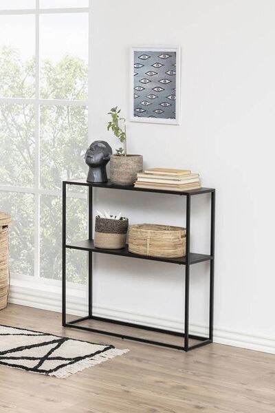DEKOPRATİK - Andas Ahşap Raflı Metal Dresuar Dekoratif Kahve Köşesi Konsol