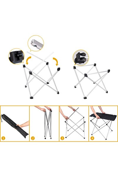 HAEGS Ultralight Katlanır Kamp Masası, Piknik, BBQ, Balıkçılık, Avcılık, Plaj için Masa Büyük Gri