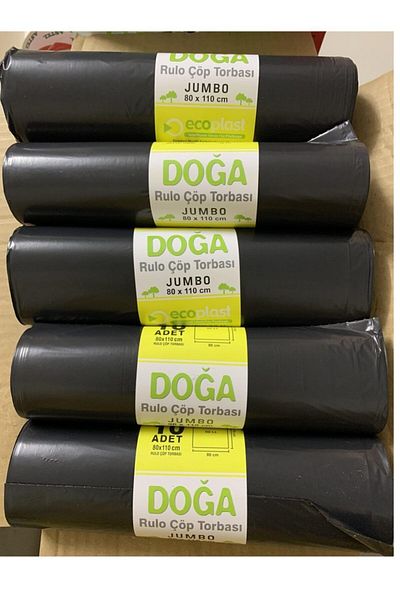 ECOPLAST Black Industrial Jumbo Size Garbage Bag 80 cm 110 cm 10 Rolls 1 Roll 300 gr 10 Pieces