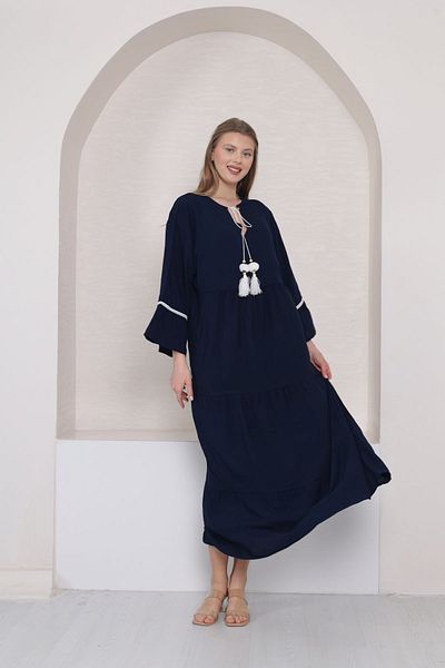 mervemoda Γυναικείο υφαντό φόρεμα plus size