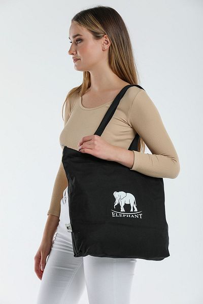 ELEPHANT ÇANTA Geantă neagră din pânză de bumbac - elegantă și durabilă, pentru ocazional și pentru cumpărături