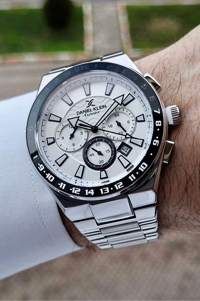 Daniel Klein Dial White Cord Silver Color Inside Indicators Active Men's Wrist Watch
