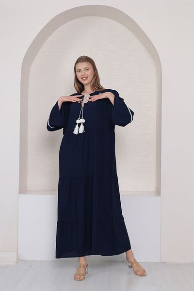 mervemoda Γυναικείο υφαντό φόρεμα plus size