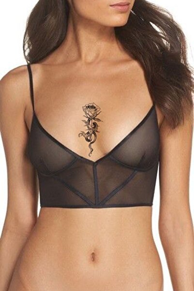 BiWini Yılan Ve Gül Snake And Rose Göğüs Arası Geçici Dövme Tattoo