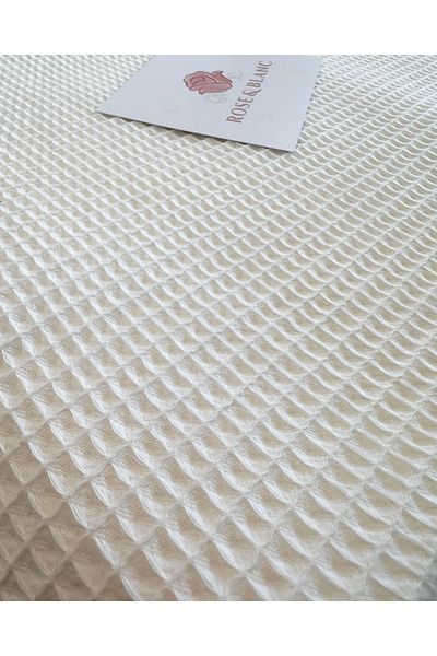 Rose & Blanc Ecru Color 100% Natural Cotton Double Waffle Bedspread (220X240CM)