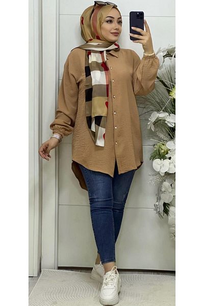 Ebrarengiz Moda Γυναικείο πουκάμισο τουνίκ - Σχέδιο με κουμπιά