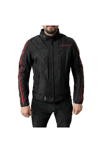 VENOM CEKET COMPASS RACING MOTOSİKLET MONTU SİYAH KIRMIZI