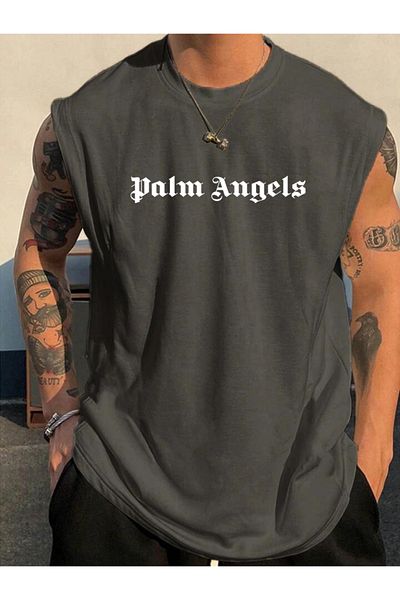 FAVORİST Ανδρικό αμάνικο μπλουζάκι με στάμπα Palm Angels