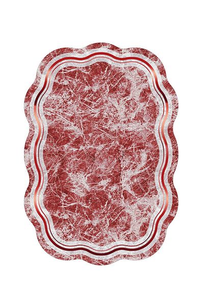 Alanur Home Laser Cut Djt 2 Pack Πλενόμενη αντιολισθητική βάση Χαλάκι μπάνιου Σετ Τουαλέτας 203 Φιγούρες Κόκκινο