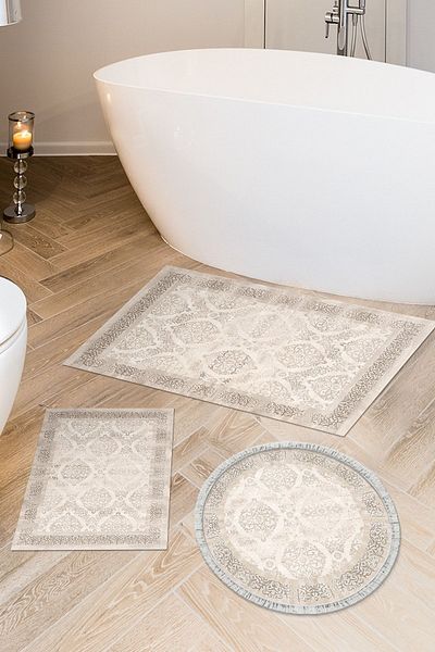 Alanur Home Eko Trend Djt 3-Pece Washable Non-Slip Σετ πατάκι μπάνιου 1376 Classic Mink