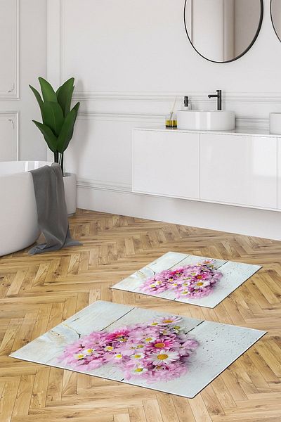 Alanur Home Alanur Trend Non-Slip Base Digital Bathroom Set Kt422 Mint