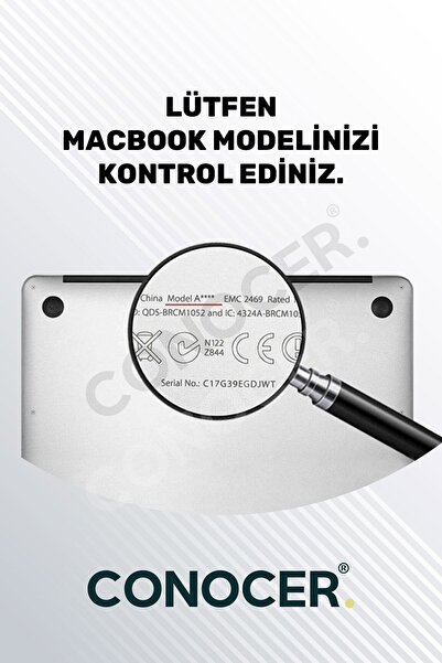 CONOCER Macbook Air 2022 13.6 Inc M2 A2681 Uyumlu Türkçe Q Klavye Slim Klavye Koruyucu