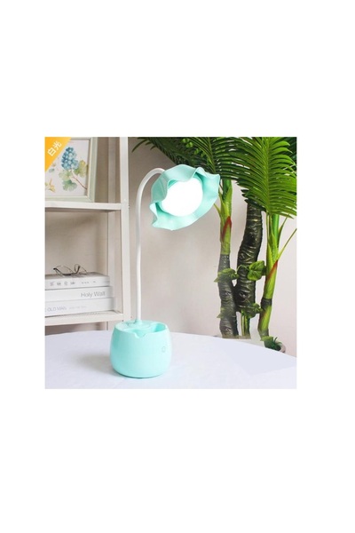 Livava Çiçek Led Masa Lambası, Usb Li, Mavi, 30x11,