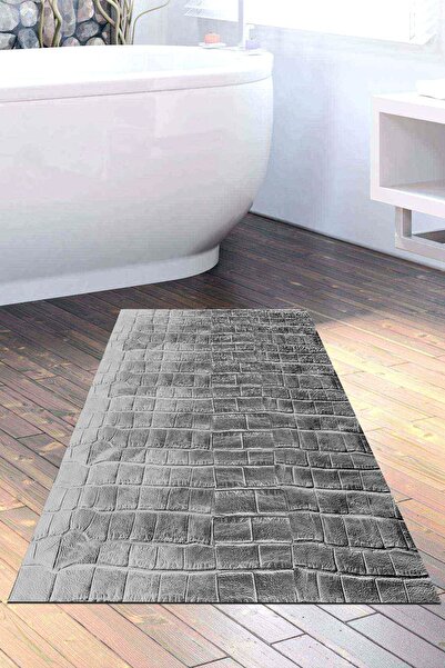 Dekoreko سجادة حمام دي جي تي باللون الرمادي غير قابلة للانزلاق من مودرن تريند...