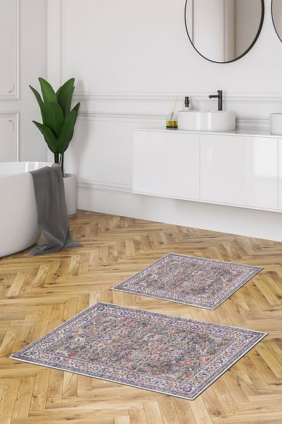 Alanur Home Alanur Trend Non-Slip Base Digital Bathroom Set Kt431 Purple