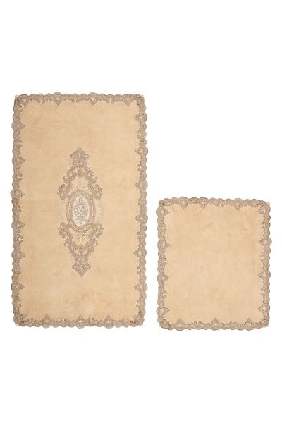 Alanur Home Alanur Evening Dress Cotton Lacy 2-Piece Toilet Set Zümra Cappuccino