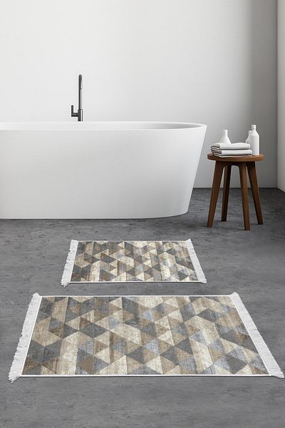 Alanur Home Eko Trend Djt 2 Pack Πλενόμενο Αντιολισθητικό Χαλάκι Μπάνιου 661 Nordic Beige (50 X 80 - 40 X 50)