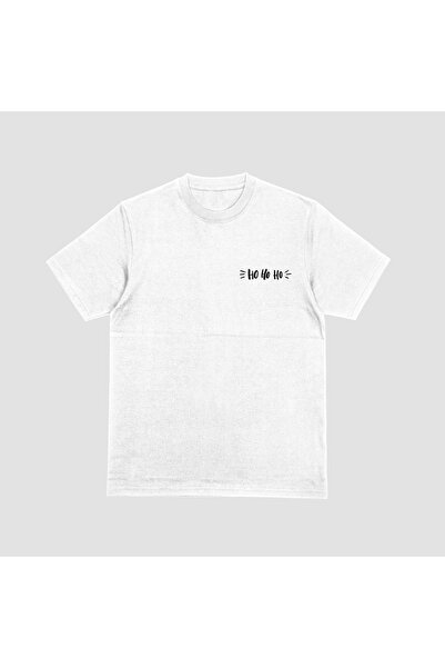 FECCY Tricou oversize unisex alb cu imprimeu de Anul Nou Ho Ho Ho