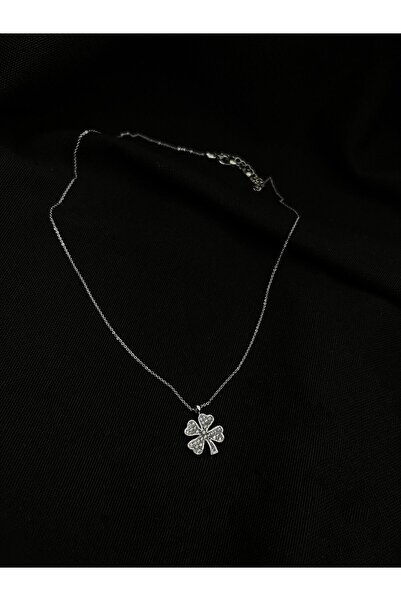 Chic Charmes Taşlı Yonca Gümüş Renk Kolye